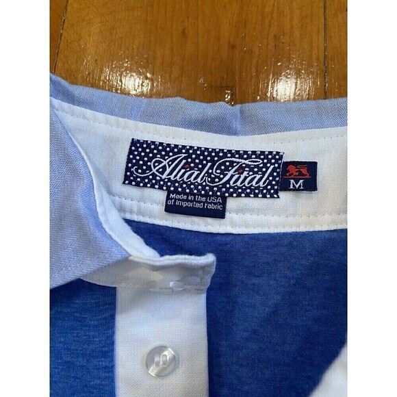 LOT (2) Alial Fital Mens Med Golf Polo Long Sleeve Short Blue Collar Made In USA - Picture 10 of 16